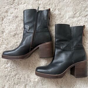 Franco Sarto Evette Black Leather Heeled Boots
